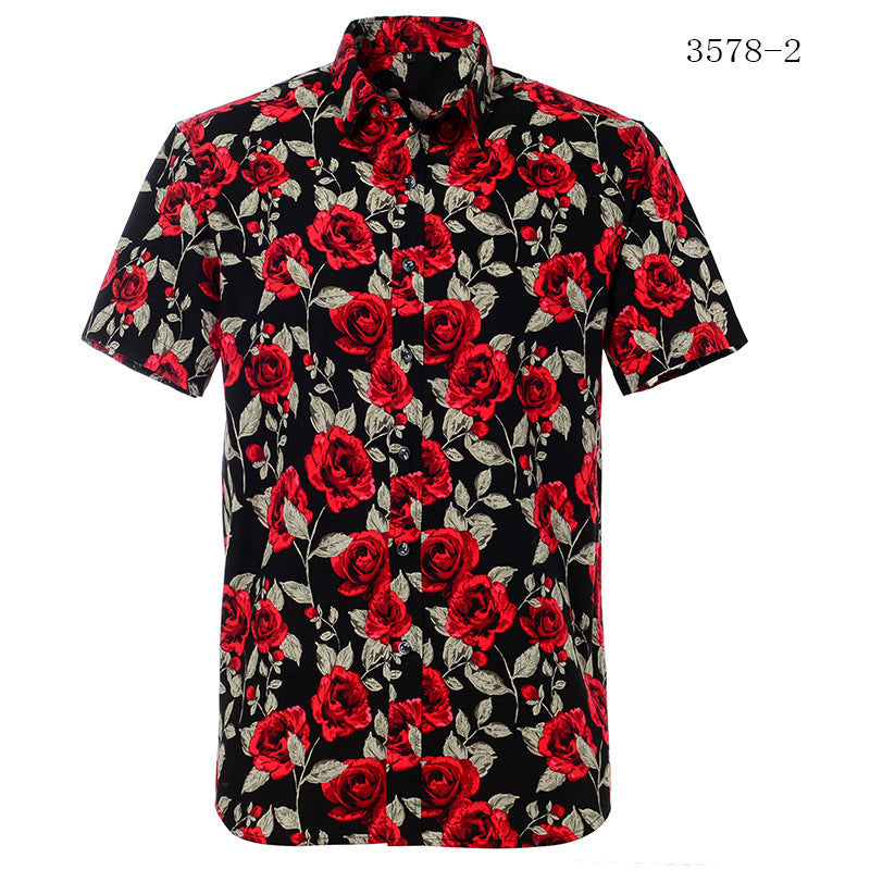 Printed short-sleeved shirt men’s European beach - A35782 / S