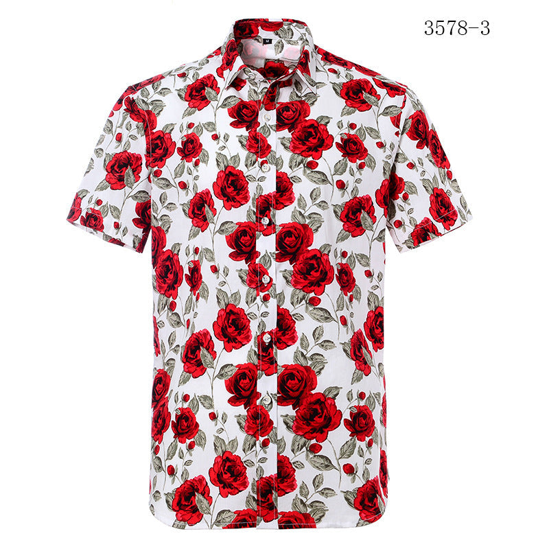 Printed short-sleeved shirt men’s European beach - A35783 / S