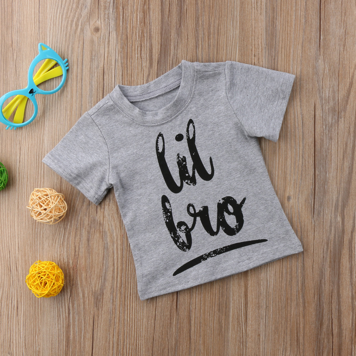 Printed t-shirt - Grey Little brother / 80cm