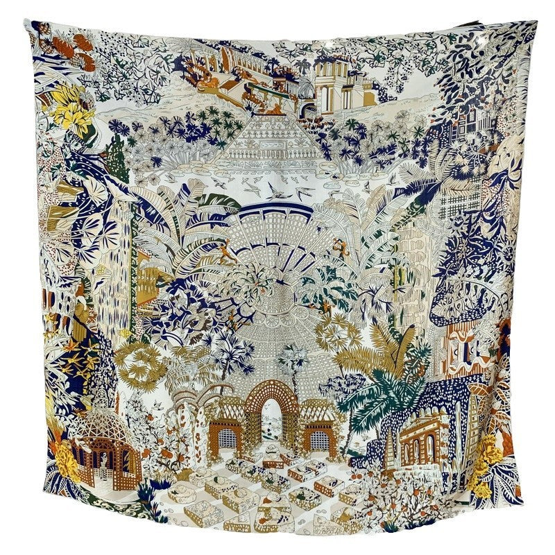 Prosperous Double-sided Same Color Printing Silk Wool Scarf - Same color on both sides / 135X135cm