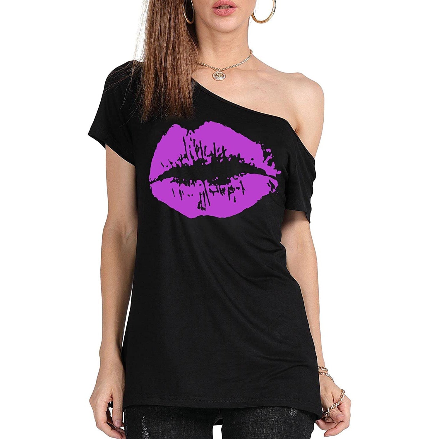 Women’s Loose Shoulder Versatile Printed T-shirt