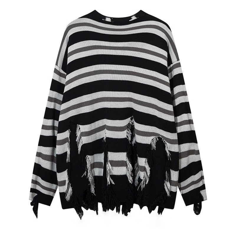 Pu Shuai Stitching Contrast Color Long Sleeves Round Neck Sweater