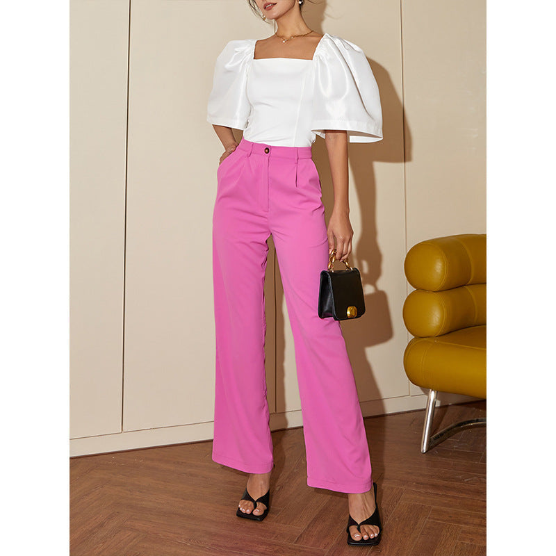 Women’s Retro Lantern Sleeve Square Collar Elegant Top