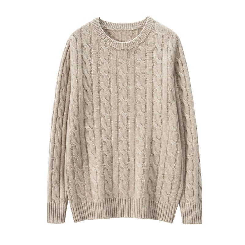 Pure Cashmere Shirt Men’s Round Neck Three-strand Thickening