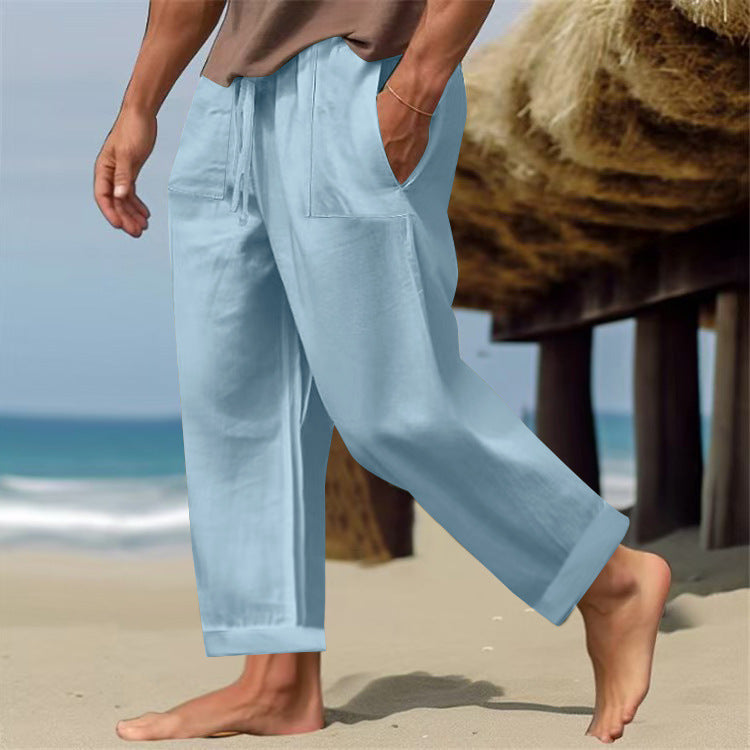 Men’s Linen Pure Color Comfort Breathable Casual Pants