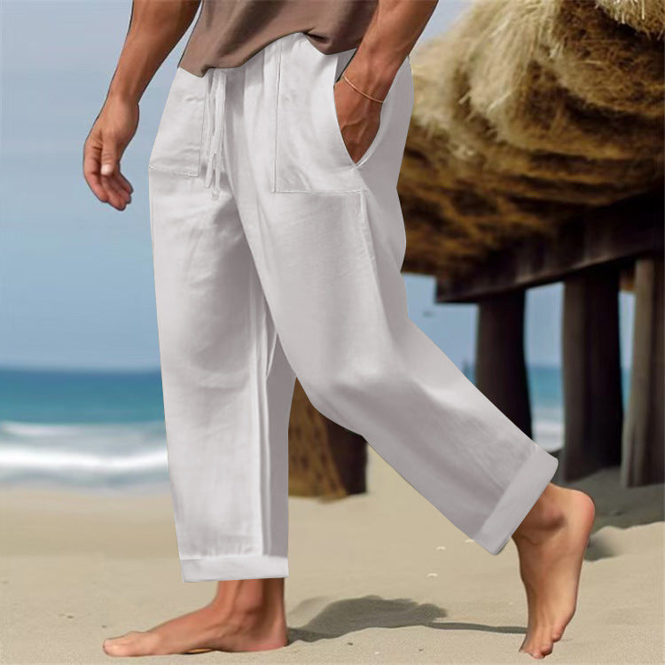 Men’s Linen Pure Color Comfort Breathable Casual Pants