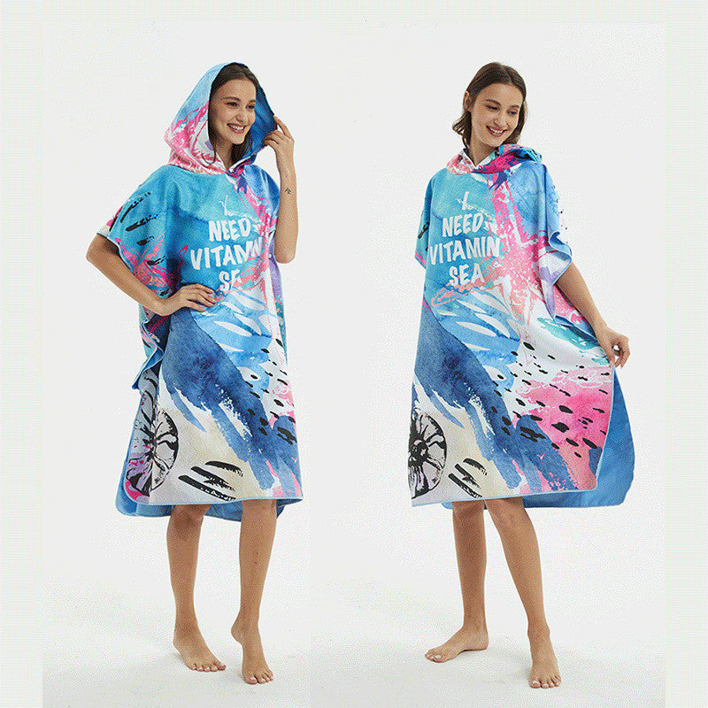Quick-drying Bathrobe Bath Towel Quick-drying Towel With Hood - Dream Ocean / Conventional