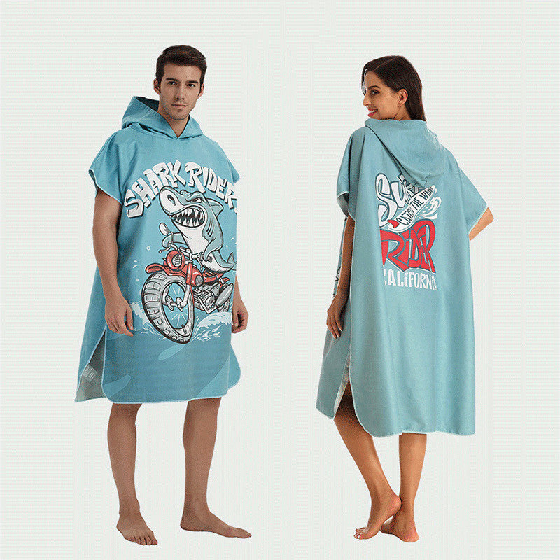 Quick-drying Bathrobe Bath Towel Quick-drying Towel With Hood - Motor Shark / Conventional