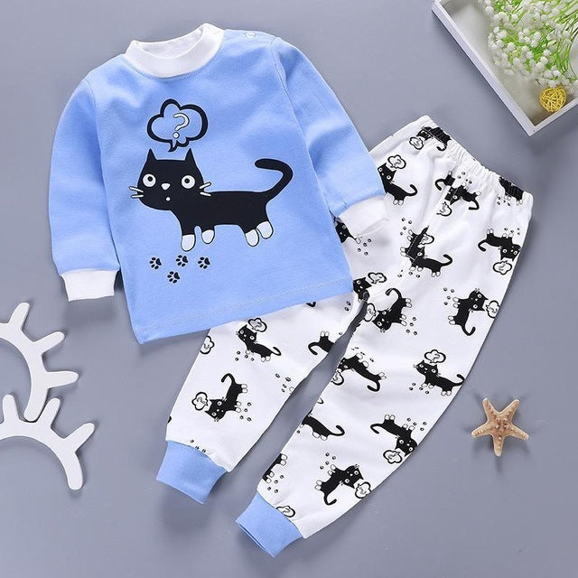 Kids Pajamas Sets Baby Boys Girls Cotton Long Sleeved - C / 3T