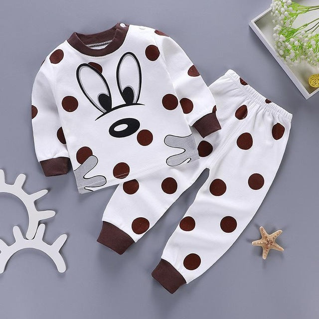 Kids Pajamas Sets Baby Boys Girls Cotton Long Sleeved - F / 3T