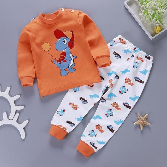 Kids Pajamas Sets Baby Boys Girls Cotton Long Sleeved - G / 3T
