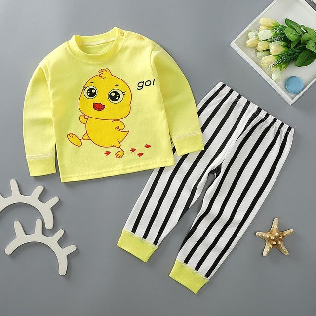 Kids Pajamas Sets Baby Boys Girls Cotton Long Sleeved - I / 3T