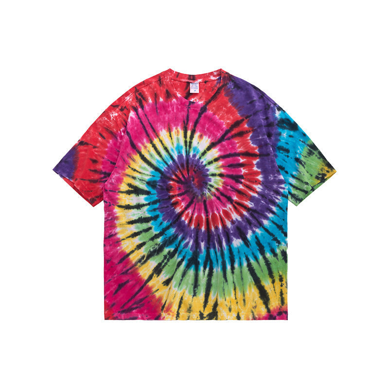 Rainbow Spiral Tie-Dye Loose Men’s Short Sleeves - Color / L
