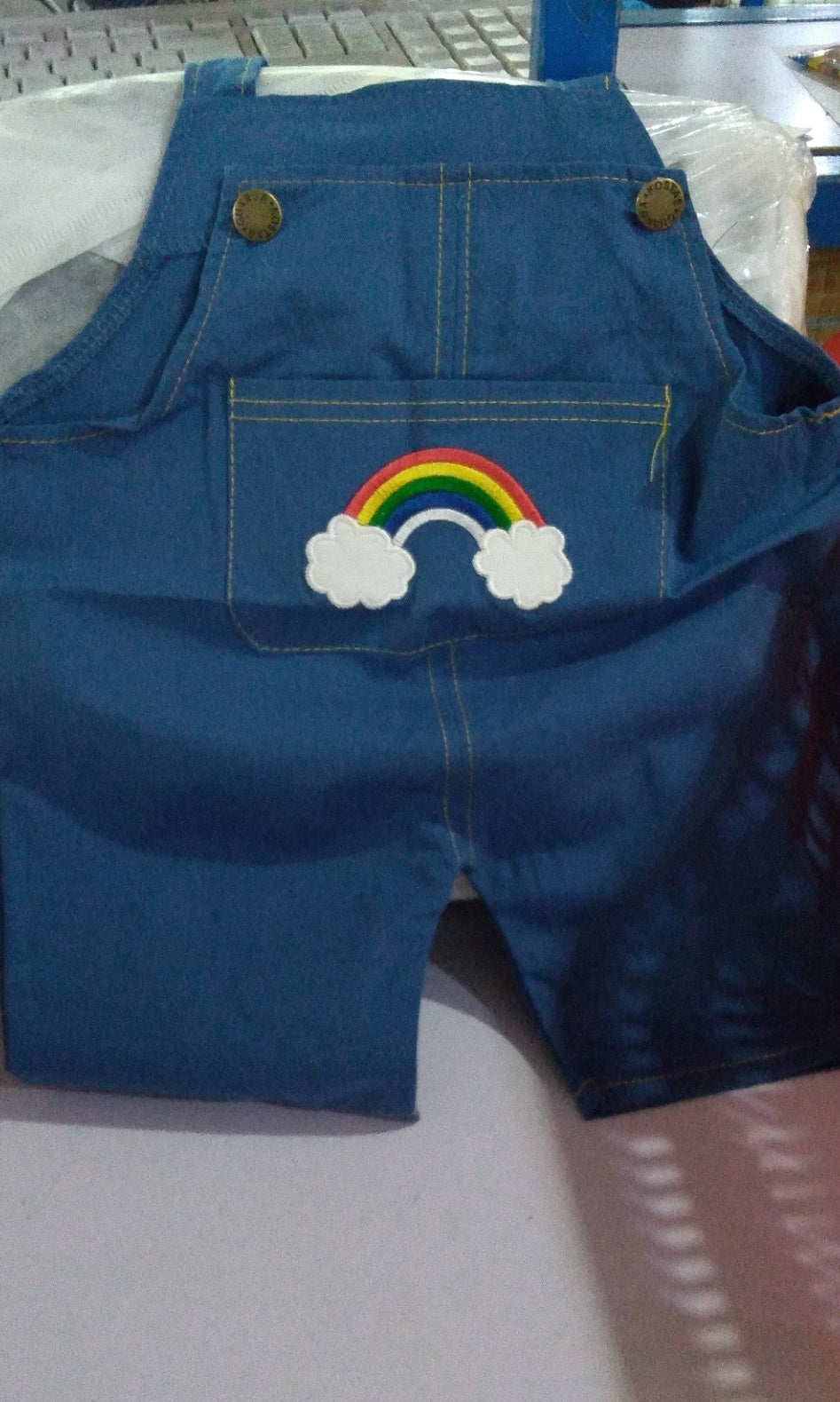 Rainbow Bib Pants Girls Baby Kids - Blue / 90cm