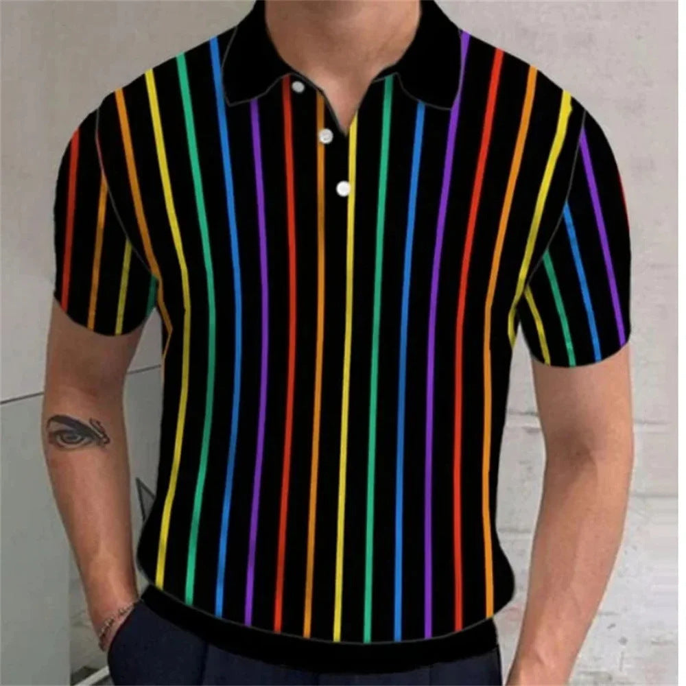Men’s 3D Rainbow Printing Summer Casual T-shirt Top - PP58436GC / S