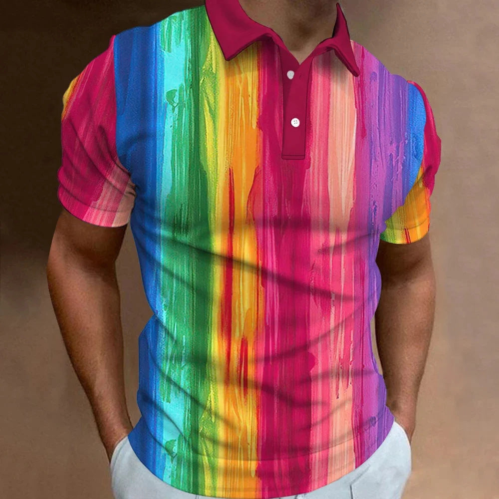 Men’s 3D Rainbow Printing Summer Casual T-shirt Top - PP58437GC / S