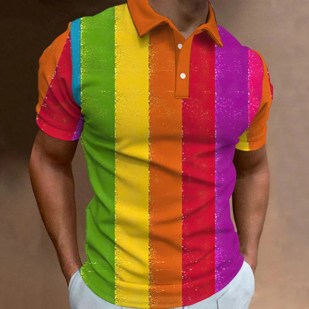 Men’s 3D Rainbow Printing Summer Casual T-shirt Top - PP58438GC / S