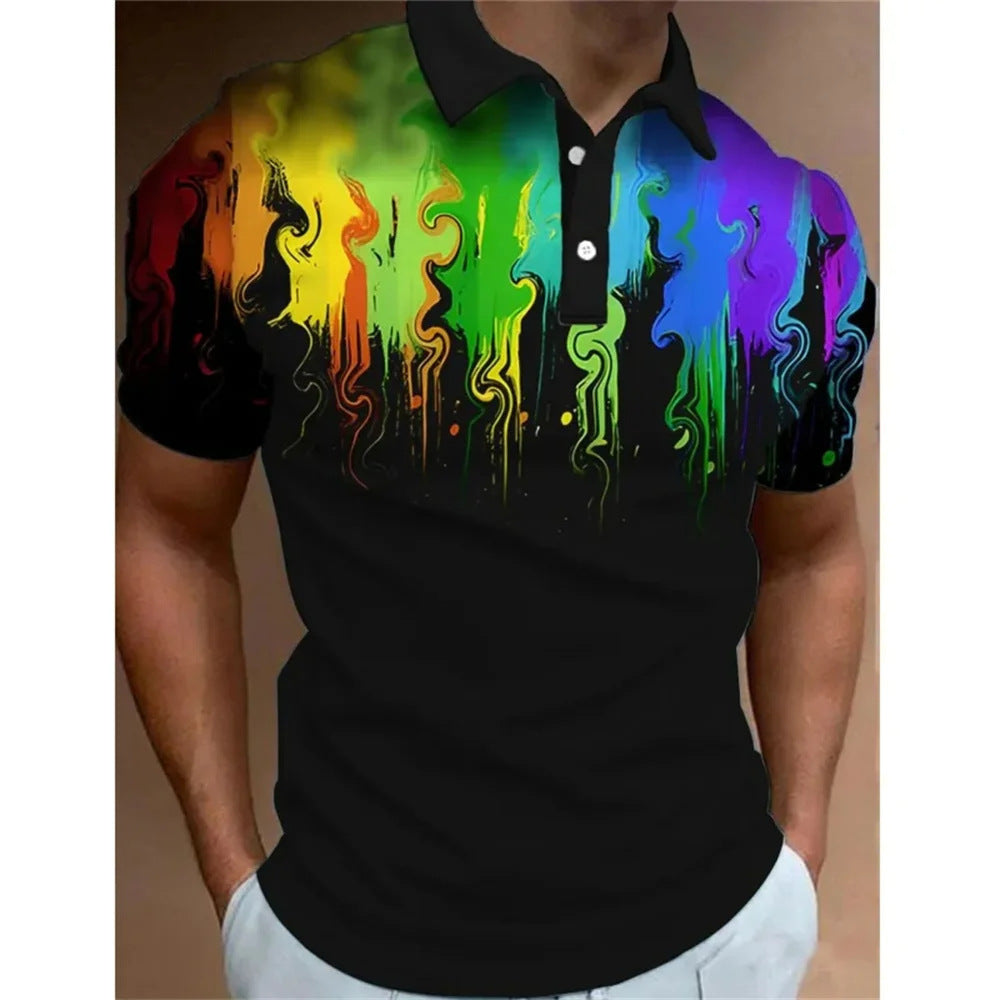 Men’s 3D Rainbow Printing Summer Casual T-shirt Top - PP58440GC / S