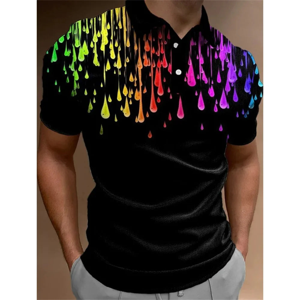 Men’s 3D Rainbow Printing Summer Casual T-shirt Top - PP58441GC / S