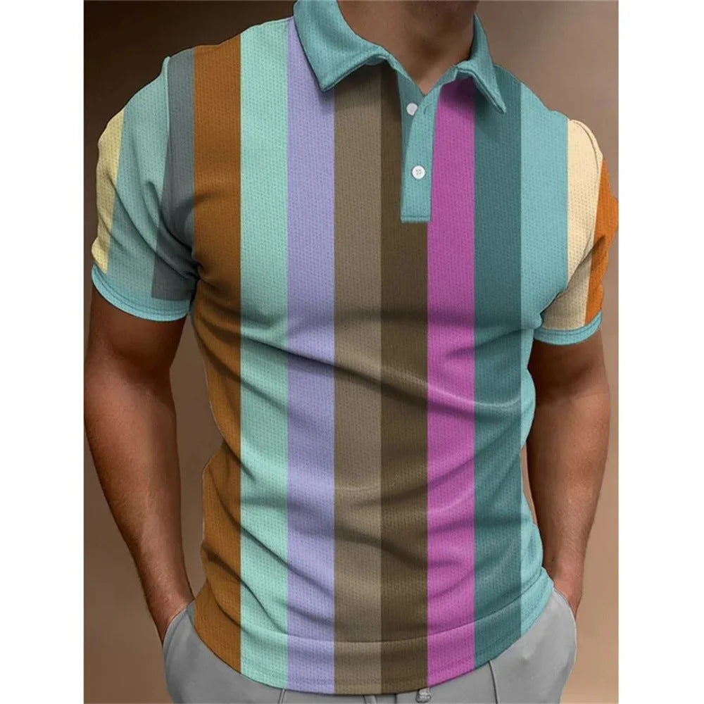 Men’s 3D Rainbow Printing Summer Casual T-shirt Top - PP58444GC / S