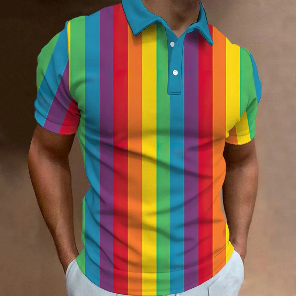 Men’s 3D Rainbow Printing Summer Casual T-shirt Top - PPwd29988GC / S