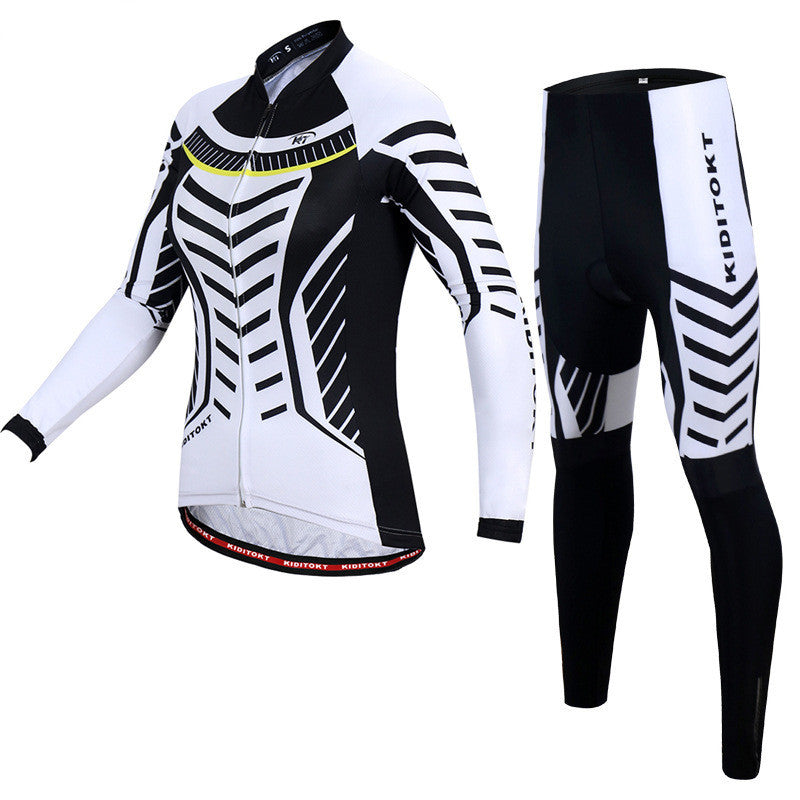 Cycling Wear New Female Autumn Long-sleeved Suit Sunscreen - Black and White / XS