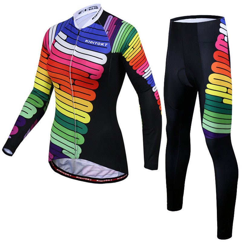 Cycling Wear New Female Autumn Long-sleeved Suit Sunscreen - Rainbow colors / XS