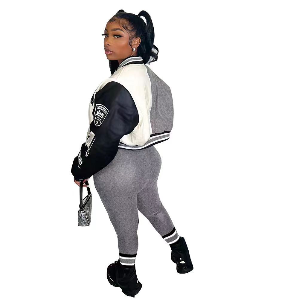 Women’s Autumn And Winter Style Hot Sale Printing Double Thread Fashion Suit - Gray / S