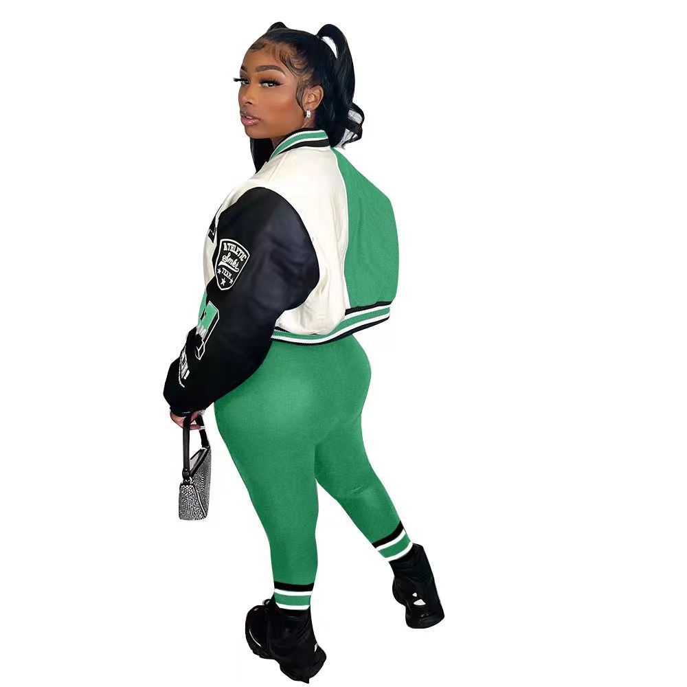 Women’s Autumn And Winter Style Hot Sale Printing Double Thread Fashion Suit - Green / S