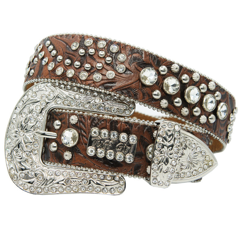 Rap Belt Male Rhinestone Hip-hop Inlaid Rivet Decoration Black Blue Fashion All-match Jeans Belt Female Tide - Grey