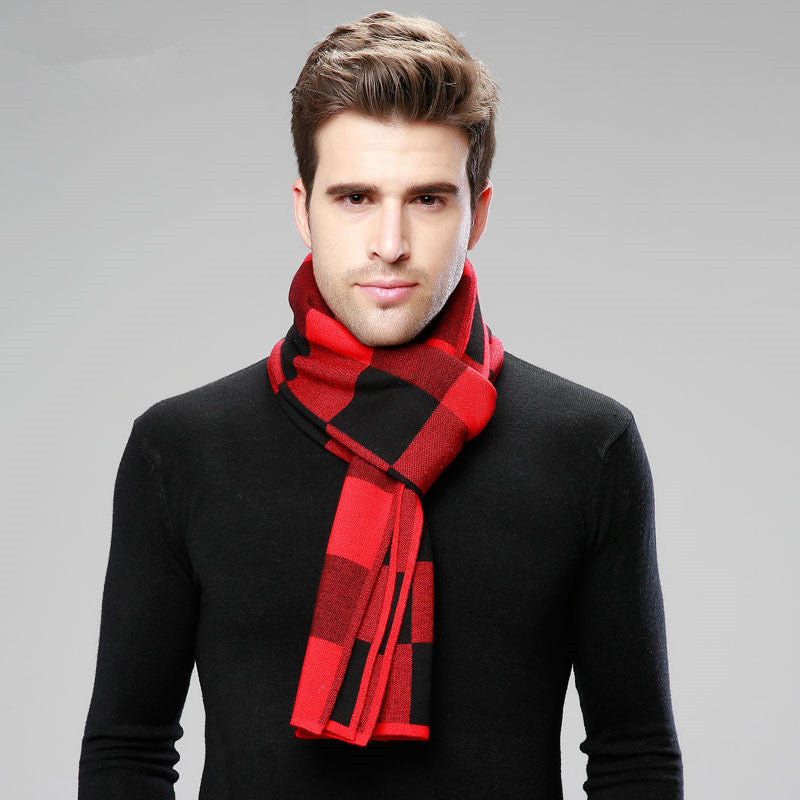 Classic And Fashionable British Checked Cashmere Scarf For Men’s Warmth
