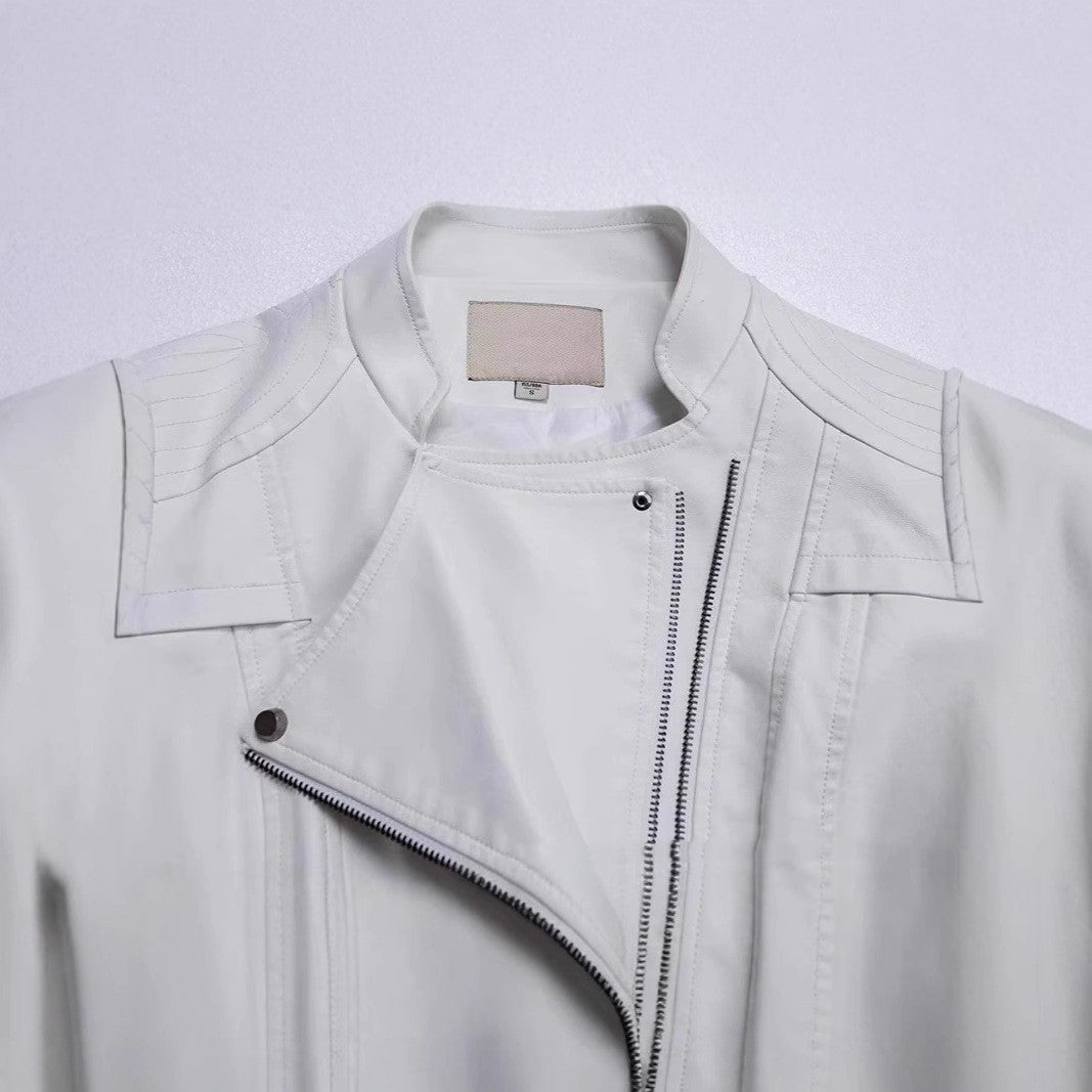 New Women’s Leather Top Coat European And American Fashion Motorcycle Slim Fit Short Leather Jacket Jacket Zipper