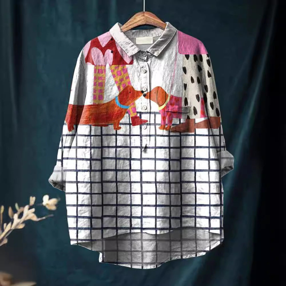 Ladies Fashion New Casual Shirt Animal Print Shirt