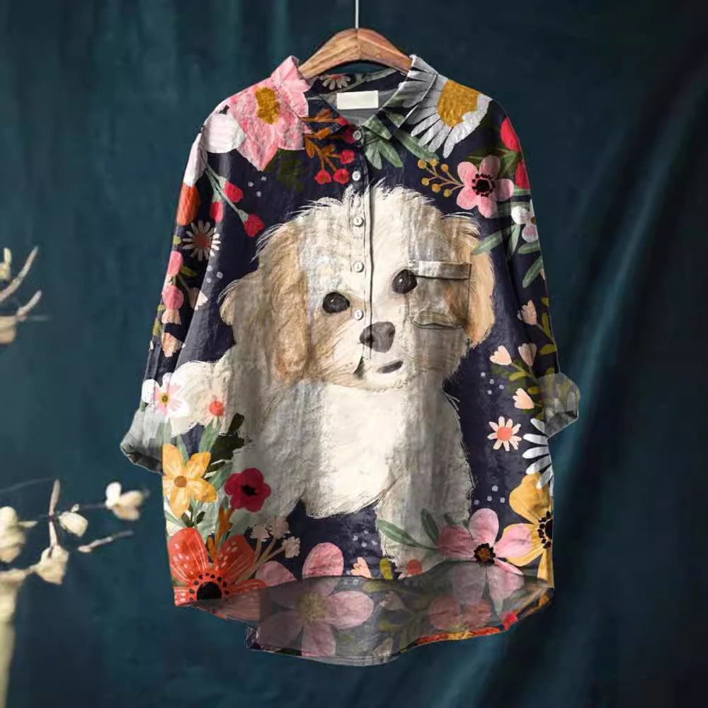 Ladies Fashion New Casual Shirt Animal Print Shirt