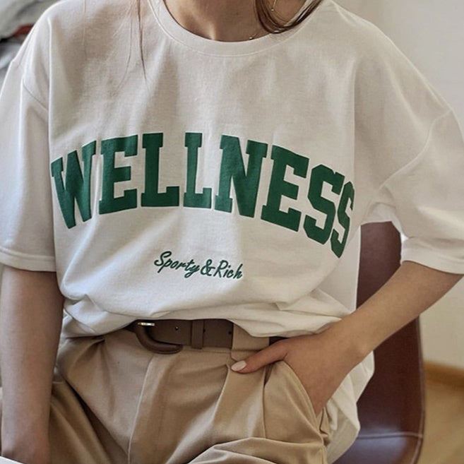 Wellness Sporty&Rich Creativity Letter Female Cotton Tee Clo - White / XS