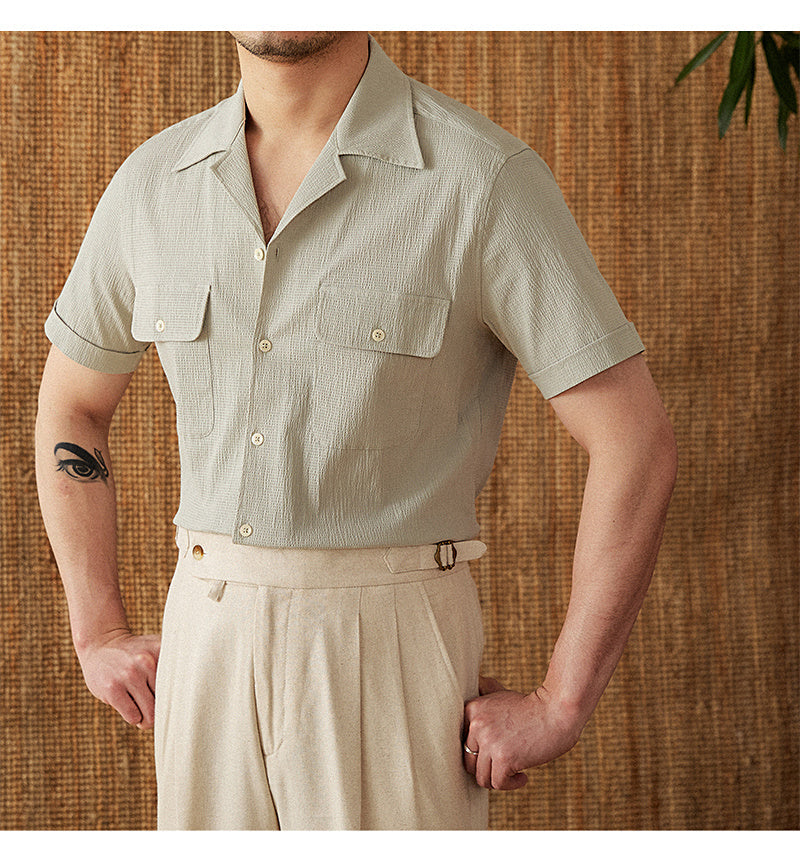 Summer Retro Breathable Ancient Short-sleeved Casual Shirt