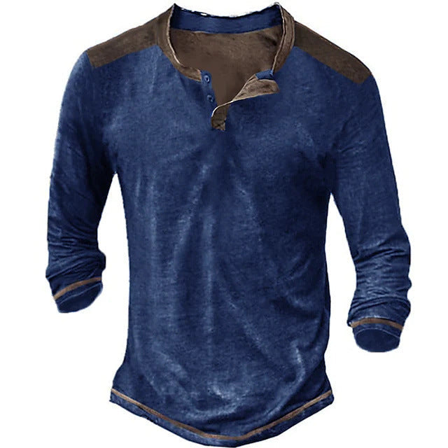 Retro Casual Long Sleeved Men Shirt - CT09PL9999 / S