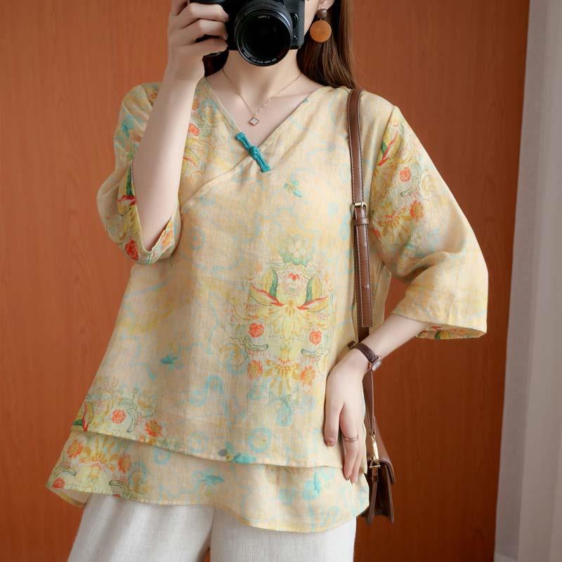 Chinese Style Retro Anti-aging Temperament Shirt Women’s Summer Loose
