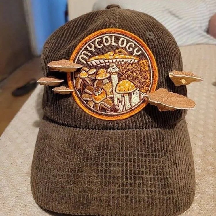 Retro Corduroy Peaked Cap Long Mushroom On Top - Mushroom Peaked Cap / Adjustable