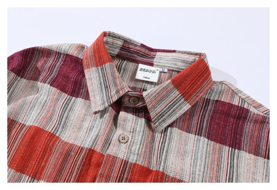 Retro Loose Long Sleeve Shirt Striped Shirt