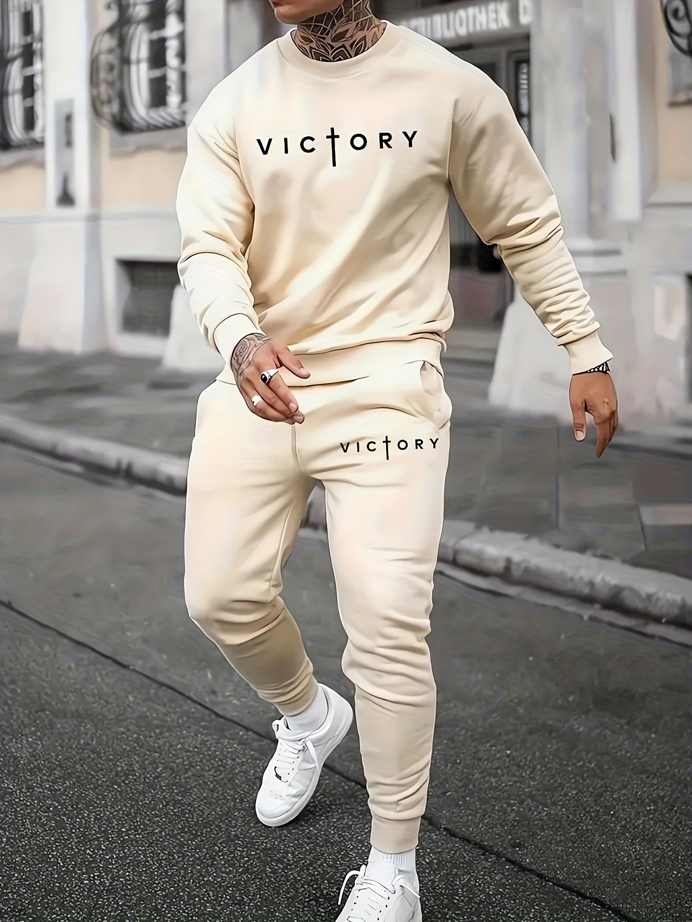 Sports Men’s Clothing Casual Retro Digital Printed Round Neck Sweater Suit - SLLM47612 / XS