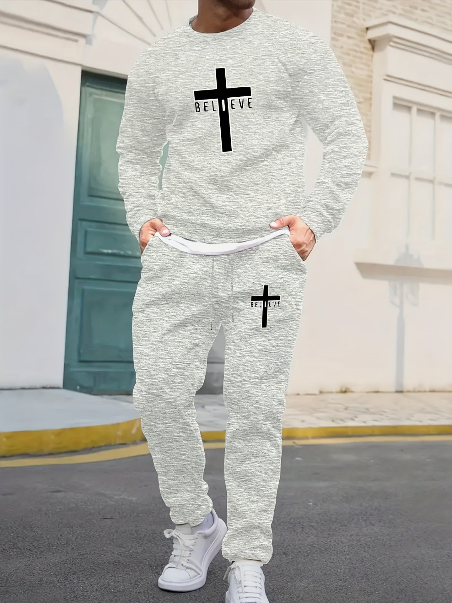 Sports Men’s Clothing Casual Retro Digital Printed Round Neck Sweater Suit - SLLM4769 / XS