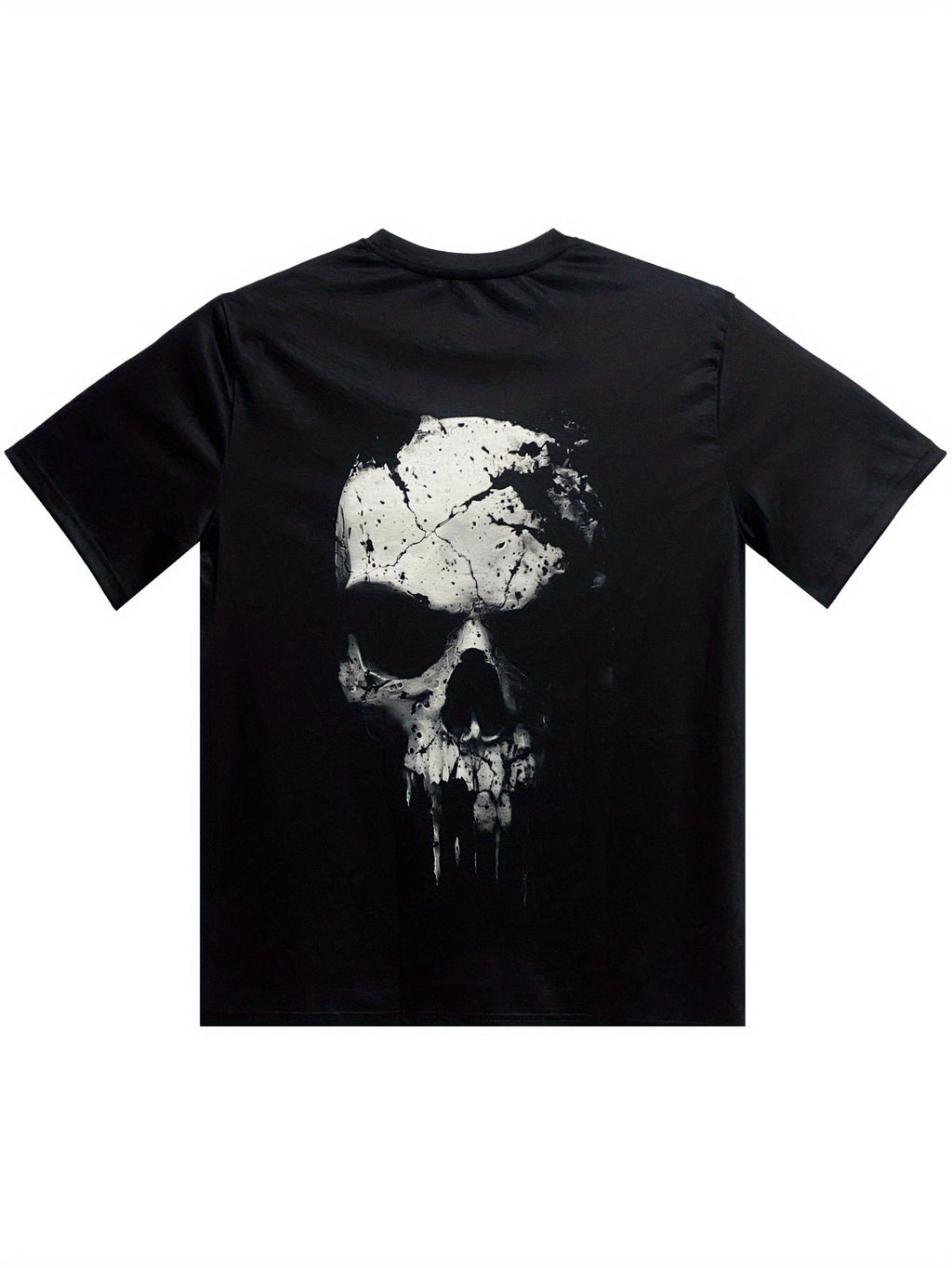 A Novel And Cool Top For Men To Wear Outdoors In Summer Featuring A 3D Digital Shattered Skull Pattern And A Round Neck