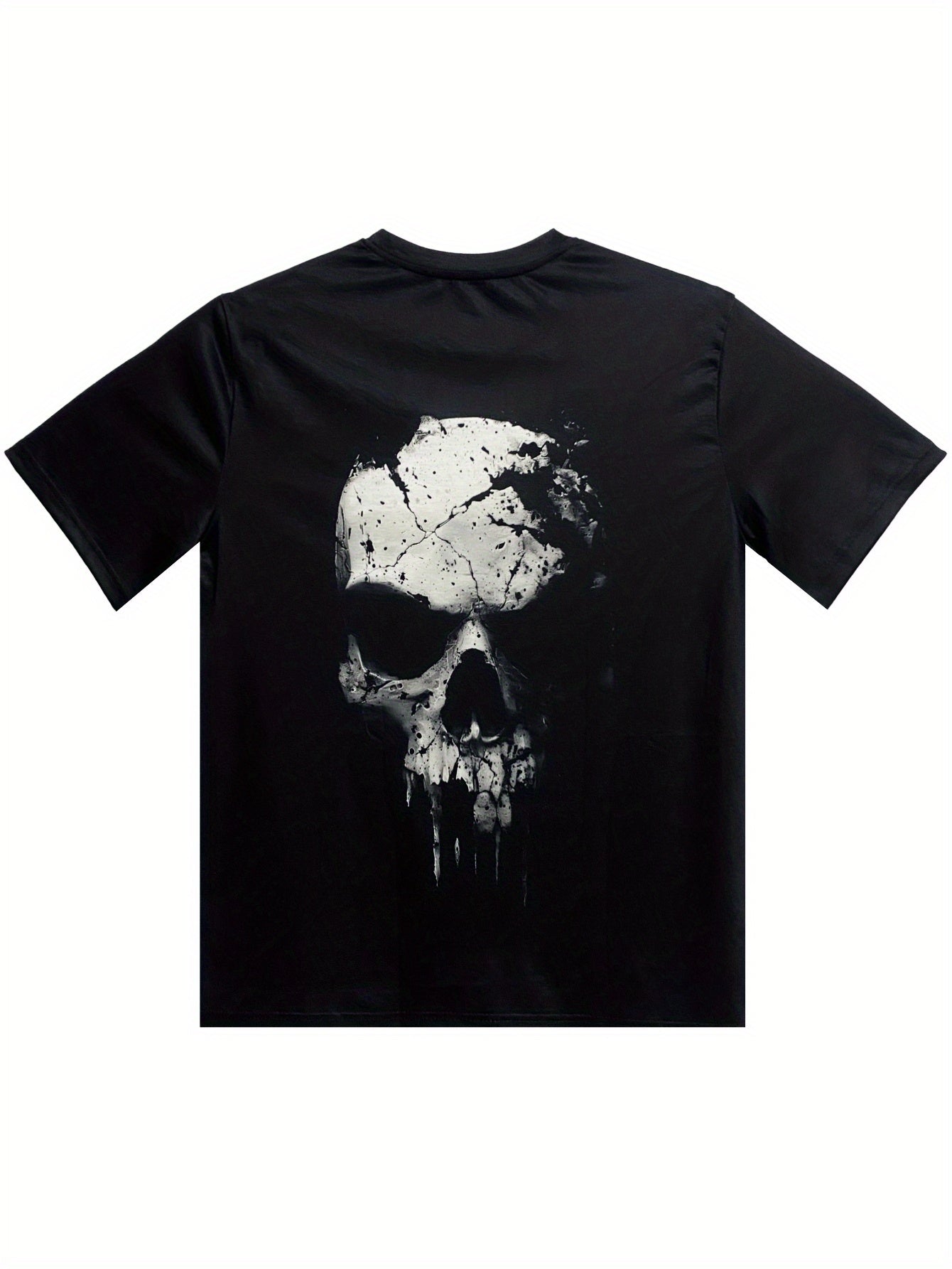 A Novel And Cool Top For Men To Wear Outdoors In Summer Featuring A 3D Digital Shattered Skull Pattern And A Round Neck