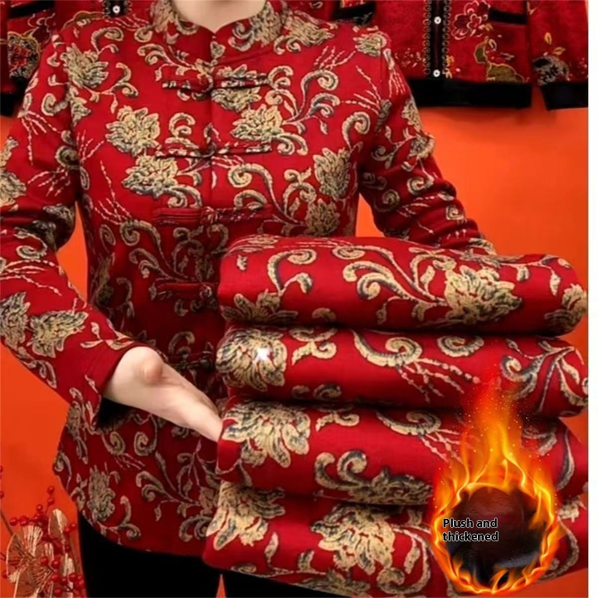 Women’s Thick Retro Ethnic Style Cardigan With Fleece Base