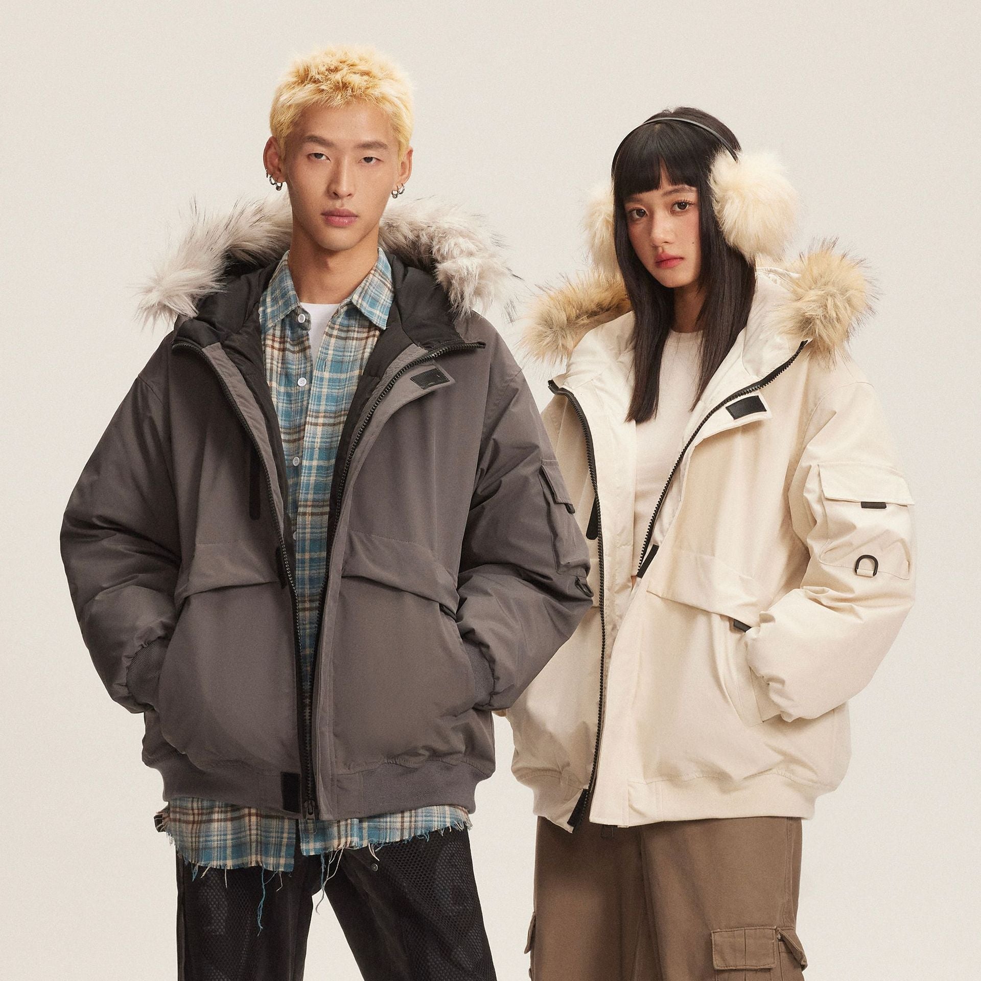Retro Fur Collar Hood Parka Down Jacket Women’s Winter Thickened