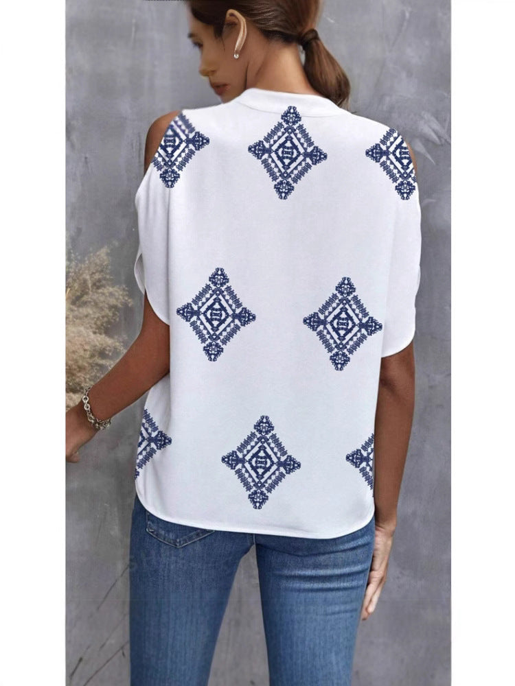 Women’s Casual Geometric Printed Short-sleeved Top