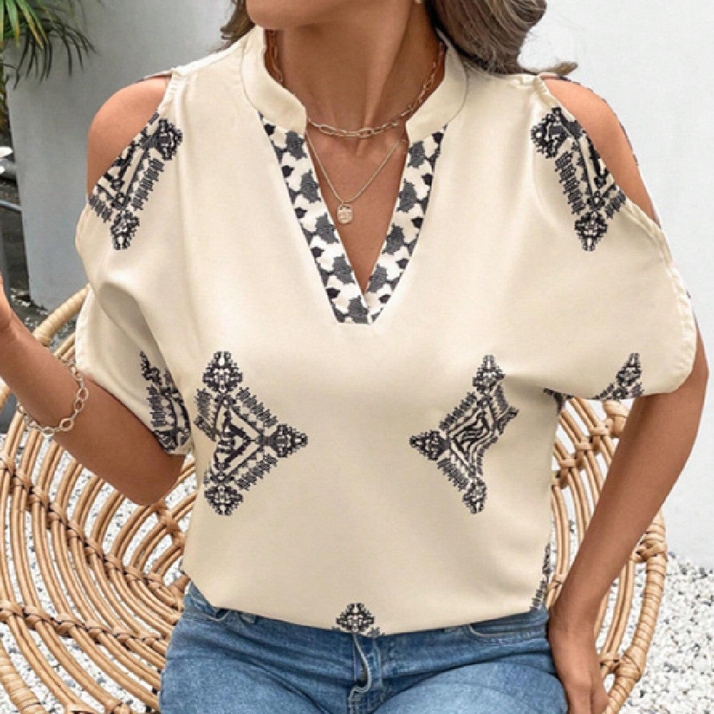 Women’s Casual Geometric Printed Short-sleeved Top
