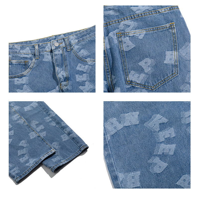 High street retro hole jeans beggar pants