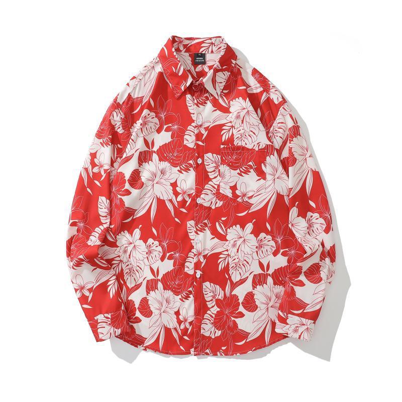 Pu Shuai Japanese-style Retro Hong Kong Style Printed Shirt Long Sleeve